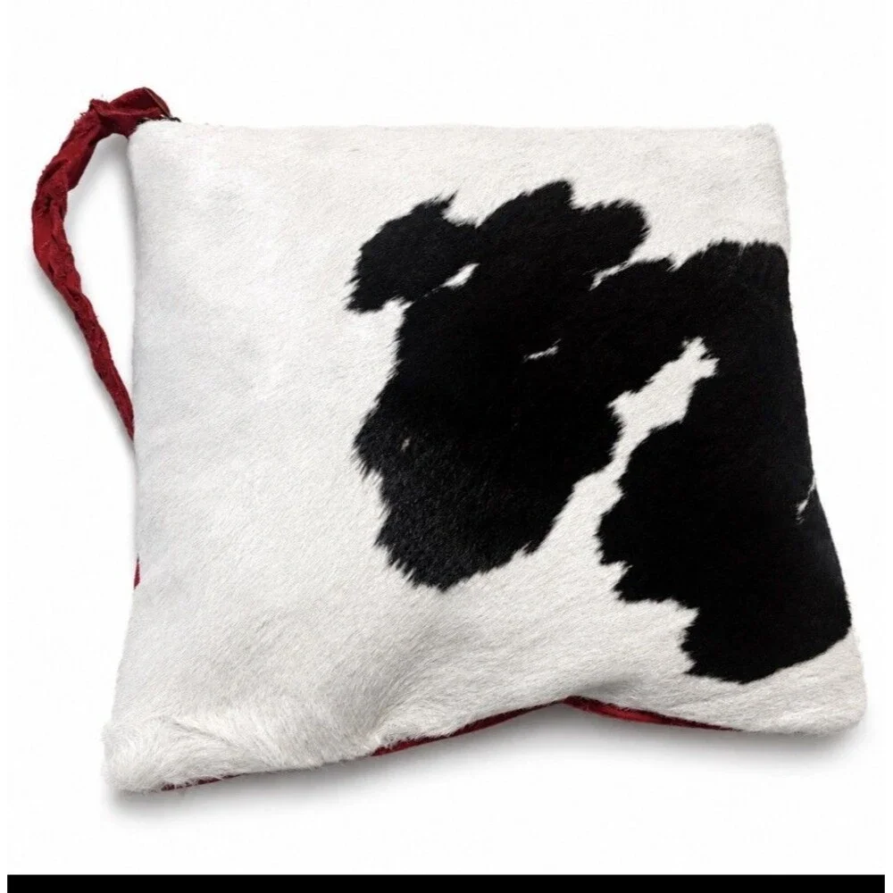 Genuine Cowhide Leather Clutch Wristlet Hair On Hide Red Western Handmade